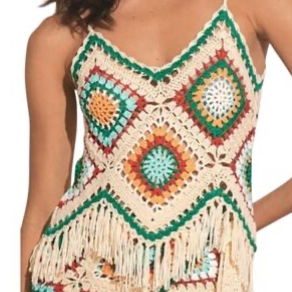 NWT ELAN Crochet Fringe Tank Top Size Small